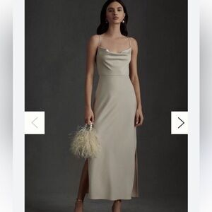 BHLDN Cali Satin Charmeuse Midi Dress Champagne size 6 Bridesmaid Wedding